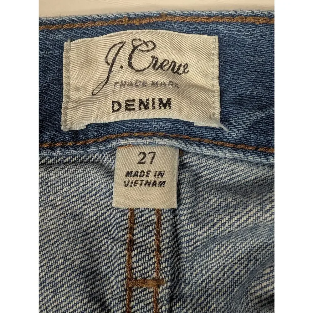J. Crew Jean Skirt Women's Size 27 Medium Wash Raw Edge Hem(0616)